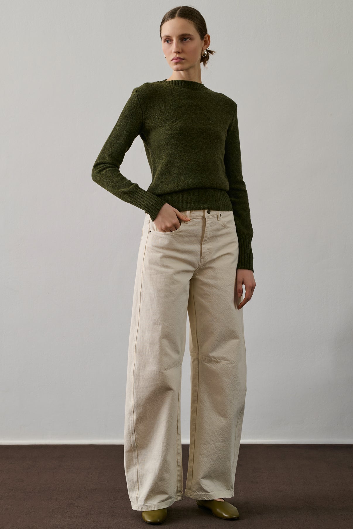 Pull Gipsy - Kaki - Laine - Femme vue 1
