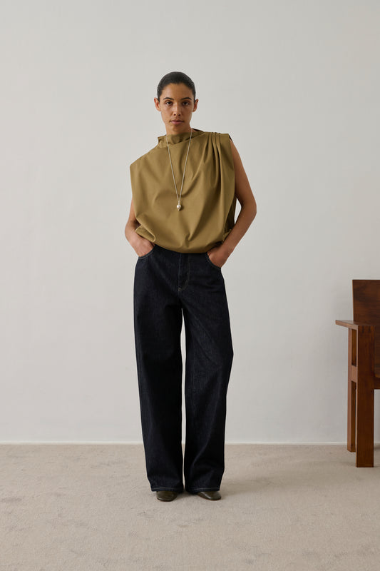 Top Idris - Beige Vert - Coton - Femme