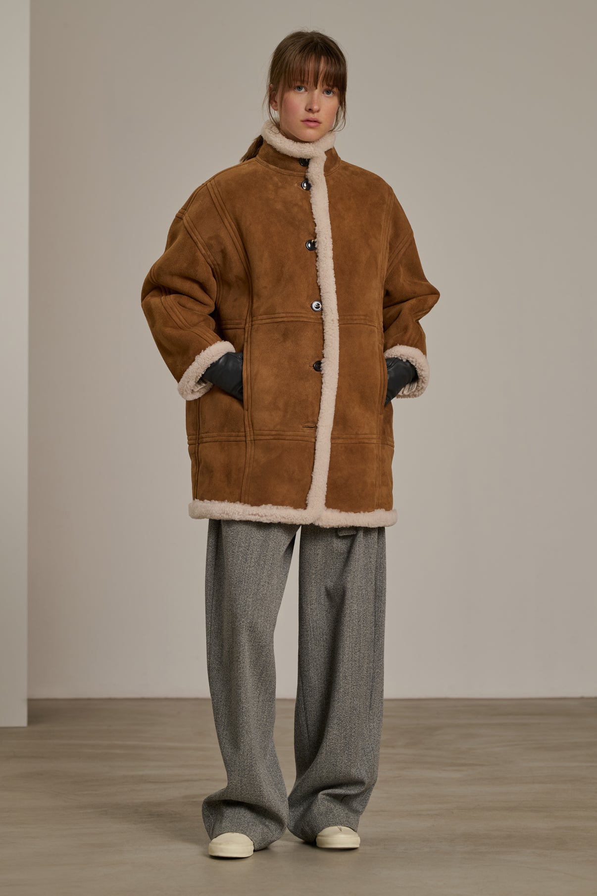 Manteau Verbier - Beige - Cuir - Femme vue 1
